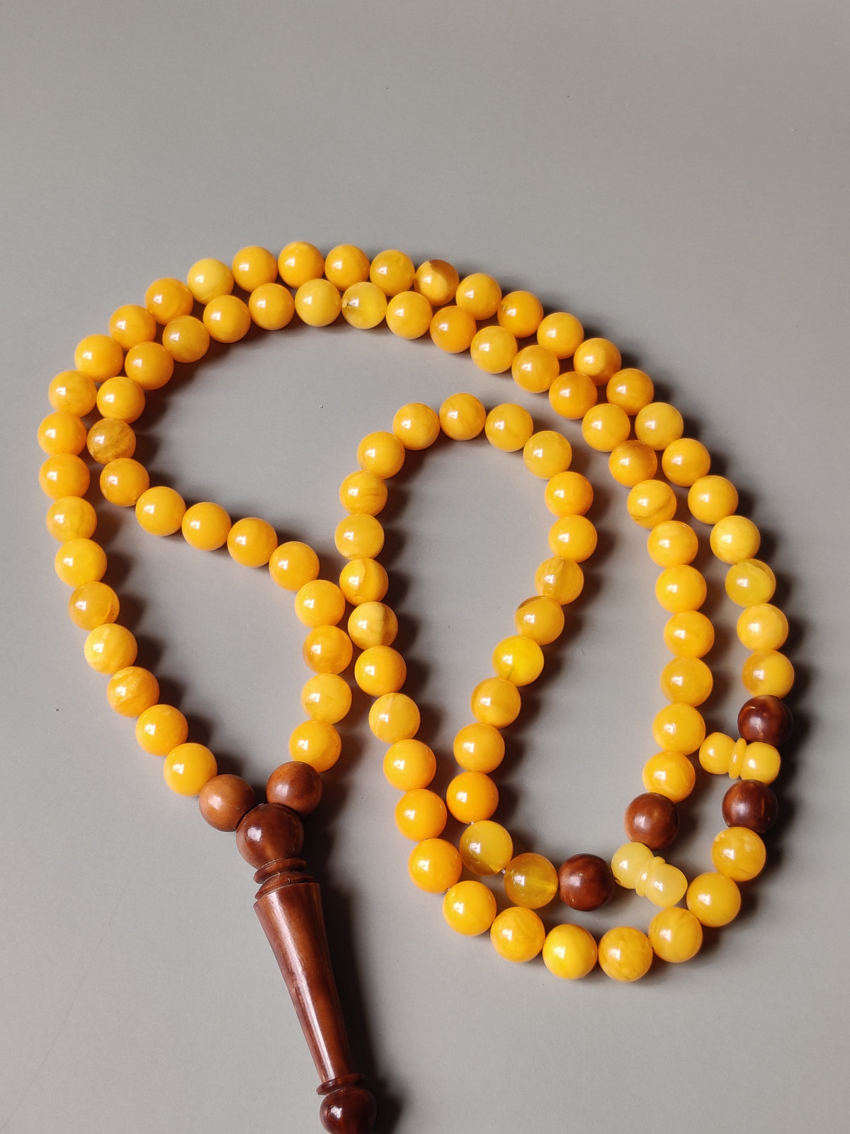 Natural Micro Baltic Amber Rosary – 99 Beads | 8mm | Wooden Imami