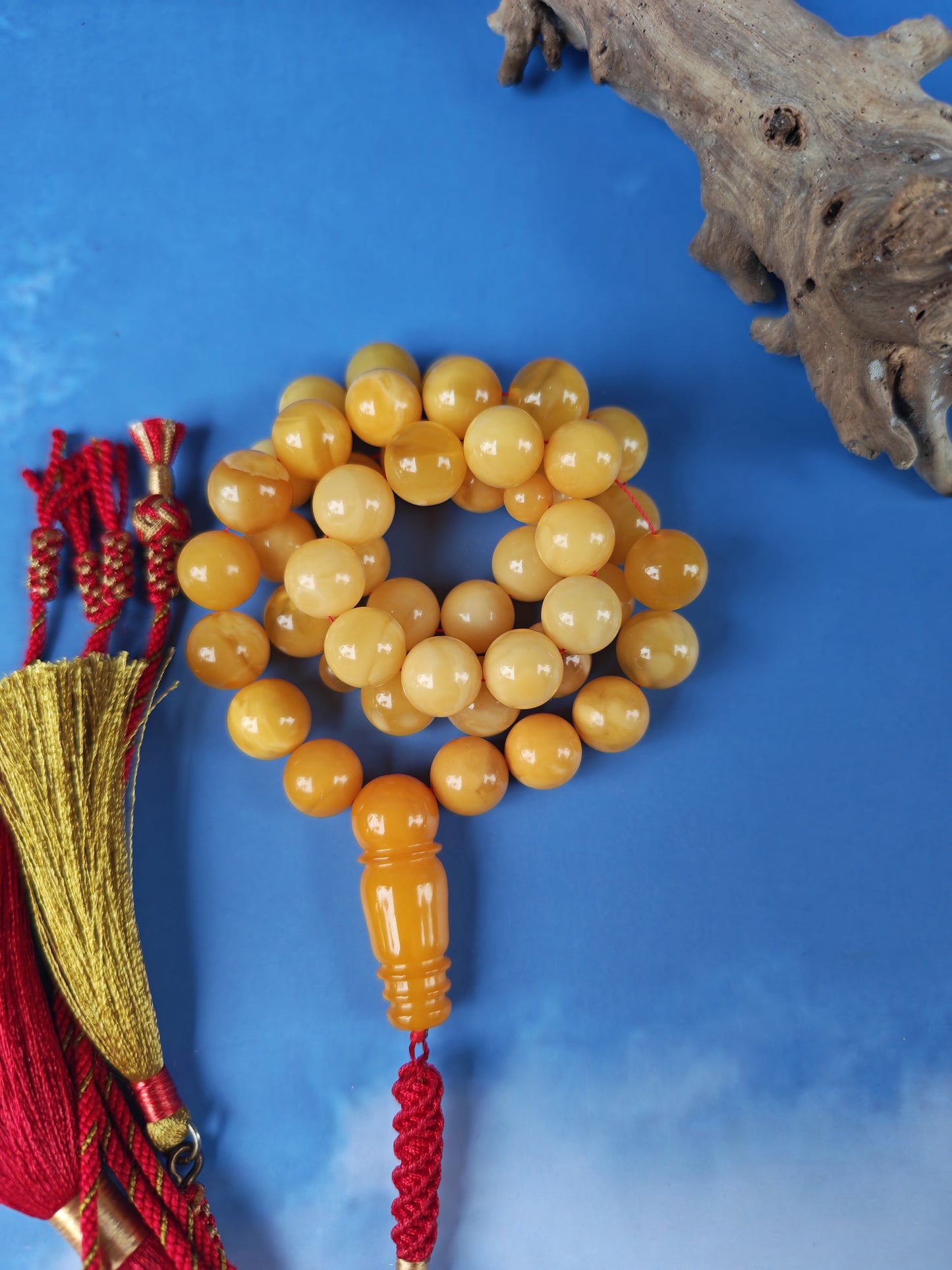 Natural Baltic Amber Misbah – 45 Beads | 10mm | Gradient Colors