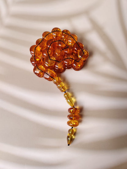 Bold Natural Dark Citron Amber Rosary | Donut Shape | 60 Beads | Flat Design