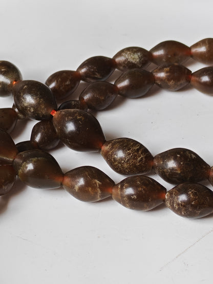 Shah Maqsood Stone Tasbih | 99 Micro Olive Beads | Green & Brown