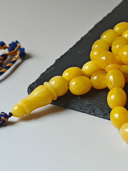 Natural Baltic Amber Rosary – 43 Pigeon Egg Beads | Dark Butterscotch
