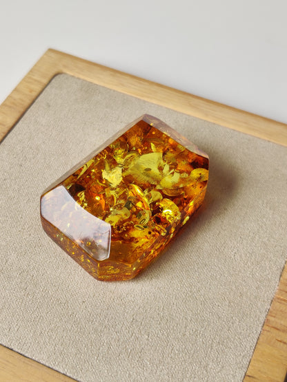 Raw Transparent Baltic Amber – Large Faceted Cabochon