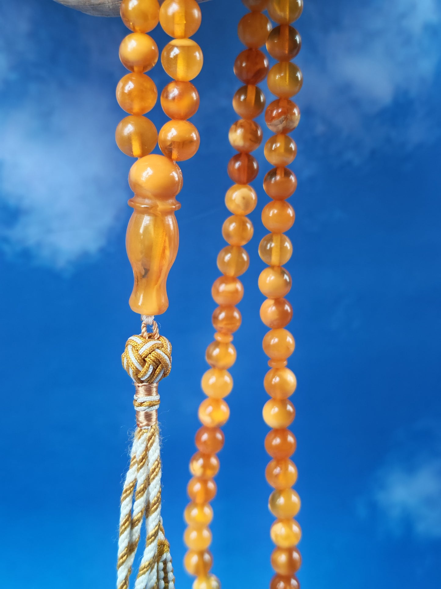 Aged Natural Baltic Amber Micro Tasbih – 66 Beads | Dark Butterscotch & Honey