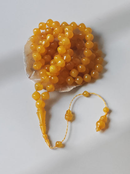 Rare Lemon English Carvacraft Rosary 87 Beads Istanbul Shape