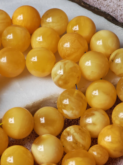 Large Butterscotch & Honey Baltic Amber Tasbih – 13–13.5mm Statement Beads