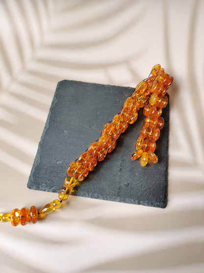 Bold Natural Dark Citron Amber Rosary | Donut Shape | 60 Beads | Flat Design