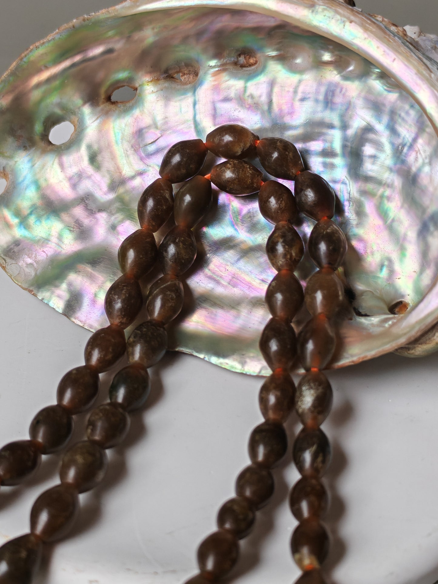 Shah Maqsood Stone Tasbih | 99 Micro Olive Beads | Green & Brown