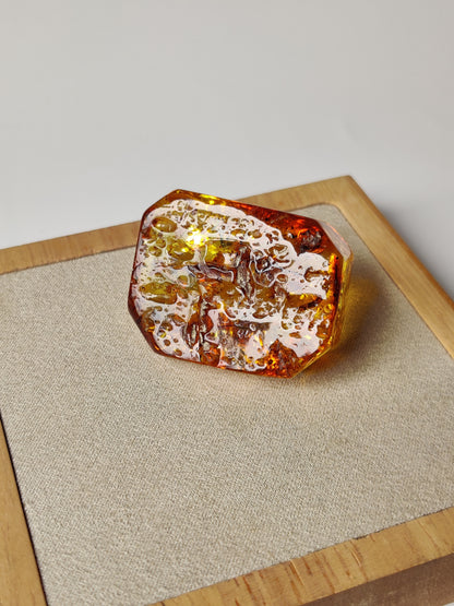Raw Transparent Baltic Amber – Large Faceted Cabochon