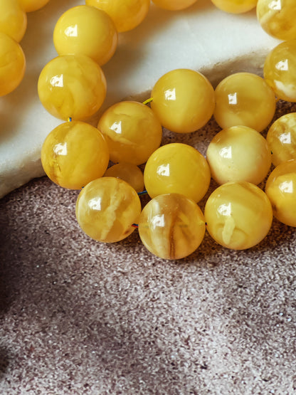Large Butterscotch & Honey Baltic Amber Tasbih – 13–13.5mm Statement Beads