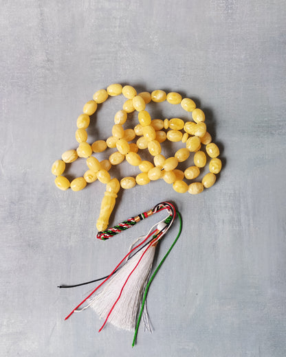 Natural Recently Crafted Amber Misbah Pigeon Egg 63 Beads
