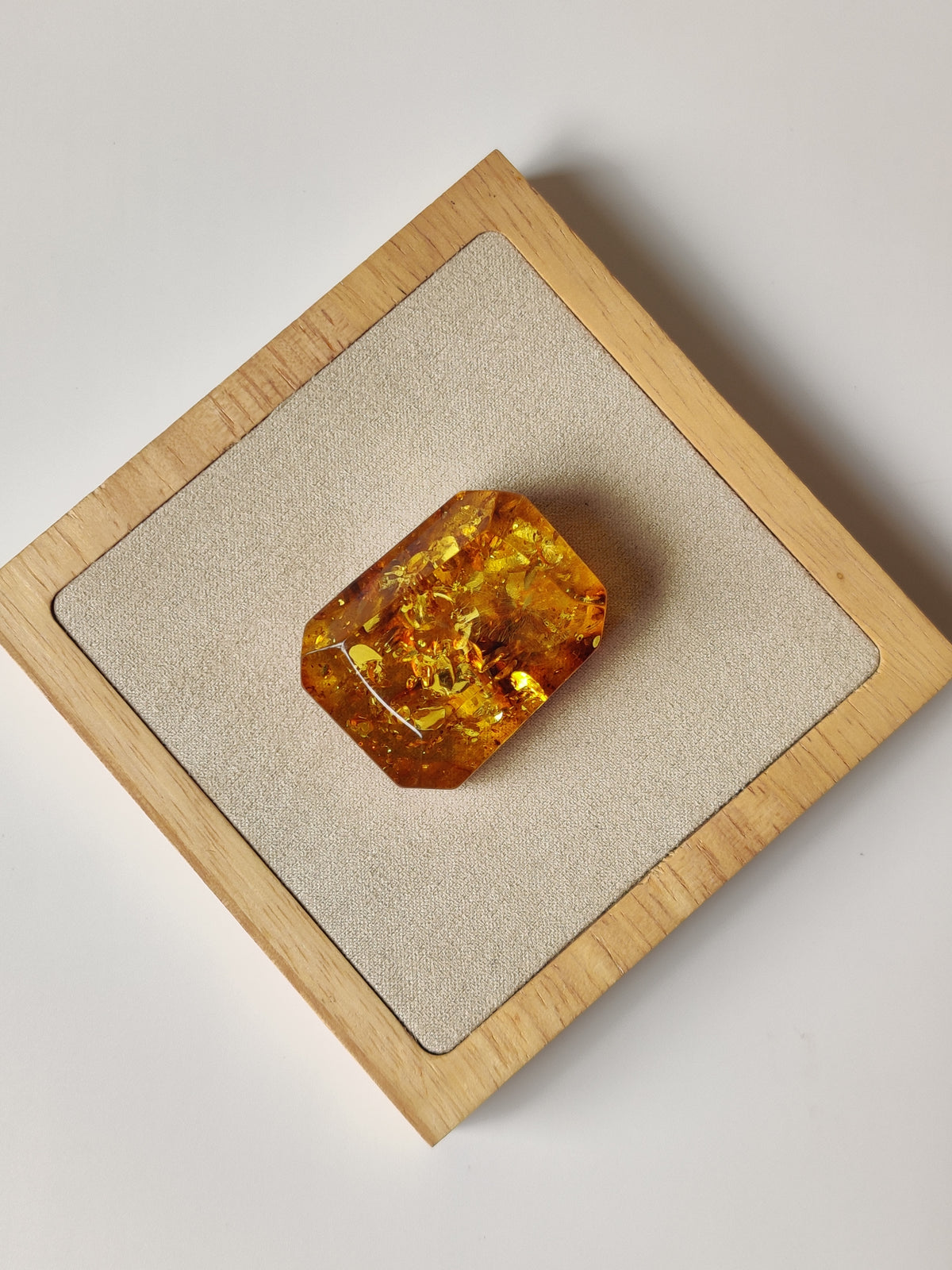 Raw Transparent Baltic Amber – Large Faceted Cabochon