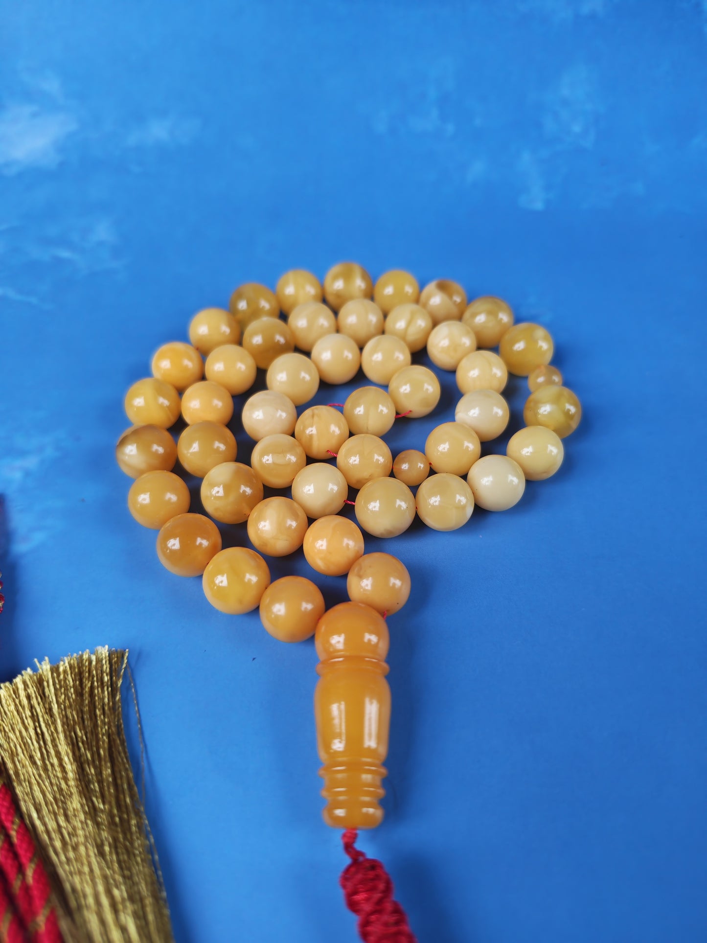 Natural Baltic Amber Misbah – 45 Beads | 10mm | Gradient Colors