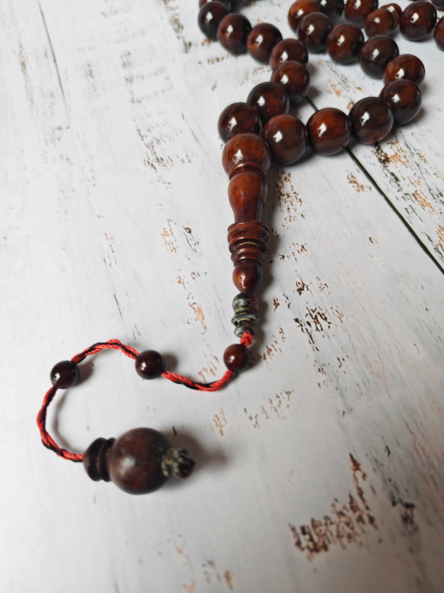 Antique Kokka Wood Tasbih | Ottoman Design | 33 Jumbo Size Beads