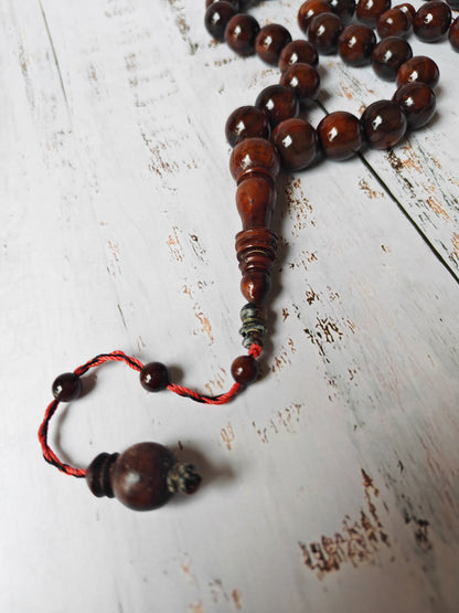 Antique Kokka Wood Tasbih | Ottoman Design | 33 Jumbo Size Beads