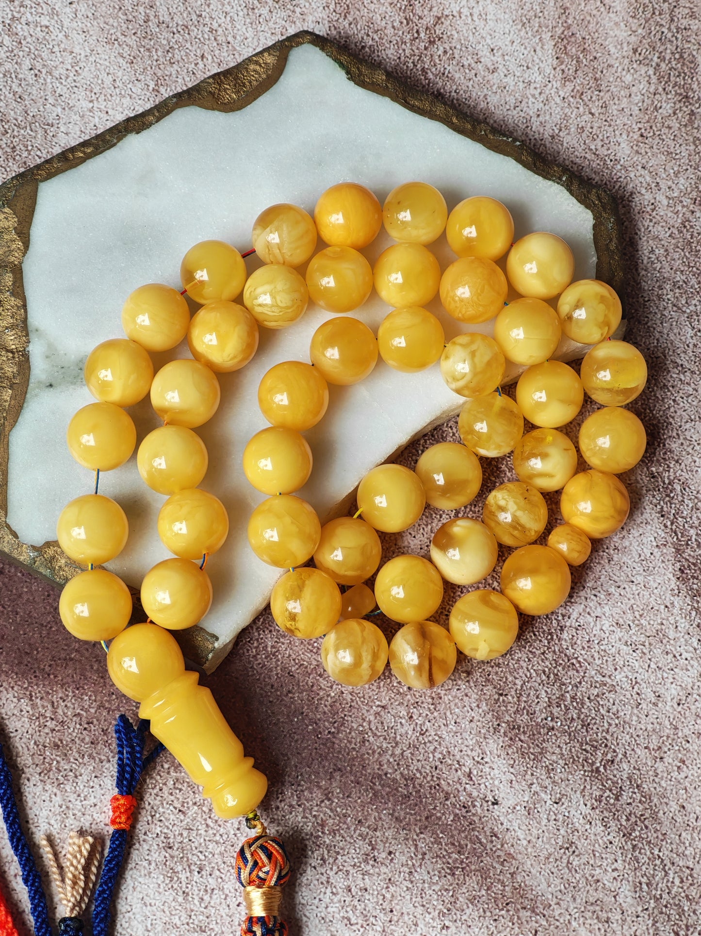 Large Butterscotch & Honey Baltic Amber Tasbih – 13–13.5mm Statement Beads