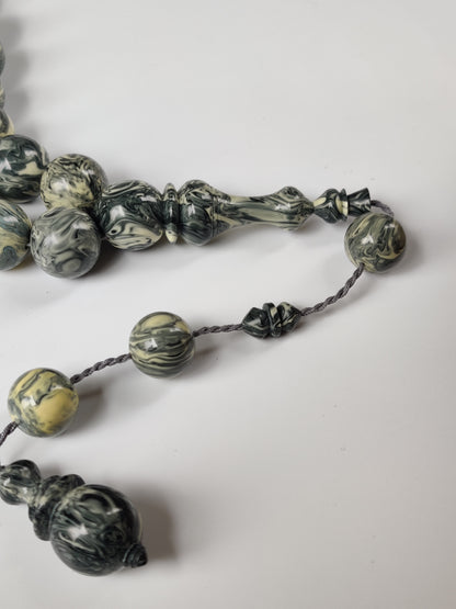 Rare Jumbo Chernobyl Bakelite Tasbih | 39 Large Round Beads | 124 g