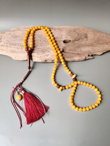 Natural Micro Baltic Amber Rosary – 99 Beads | 8mm | Wooden Imami