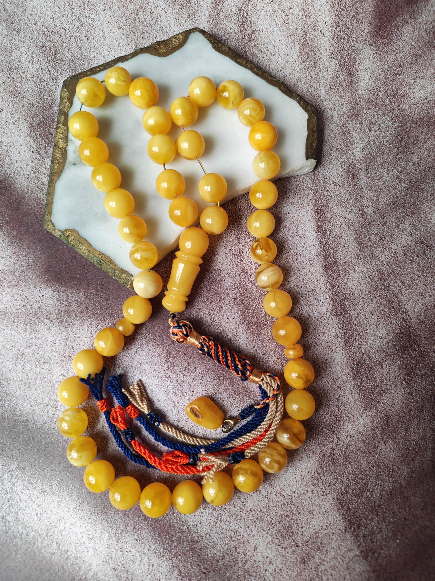 Large Butterscotch & Honey Baltic Amber Tasbih – 13–13.5mm Statement Beads