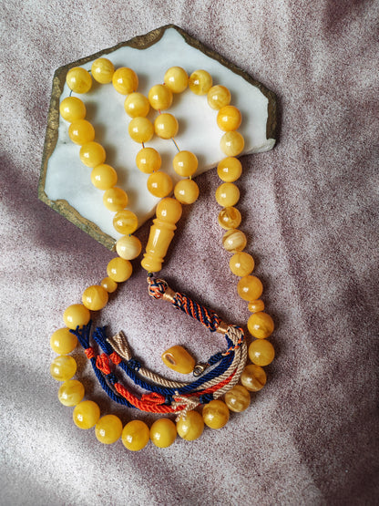 Large Butterscotch & Honey Baltic Amber Tasbih – 13–13.5mm Statement Beads