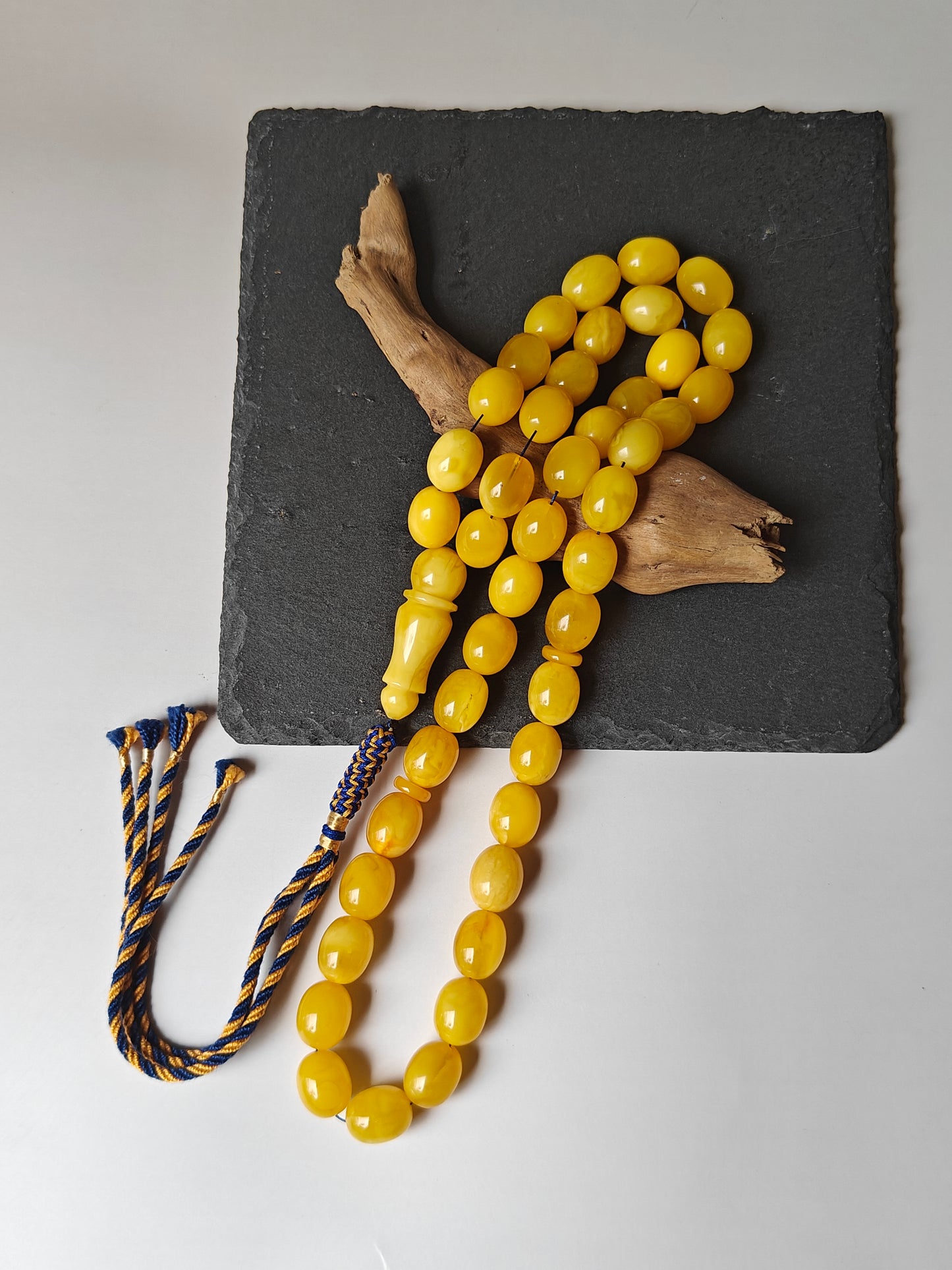Natural Baltic Amber Rosary – 43 Pigeon Egg Beads | Dark Butterscotch