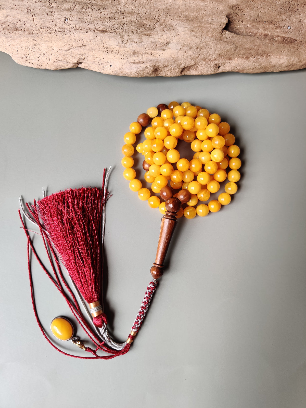 Natural Micro Baltic Amber Rosary – 99 Beads | 8mm | Wooden Imami