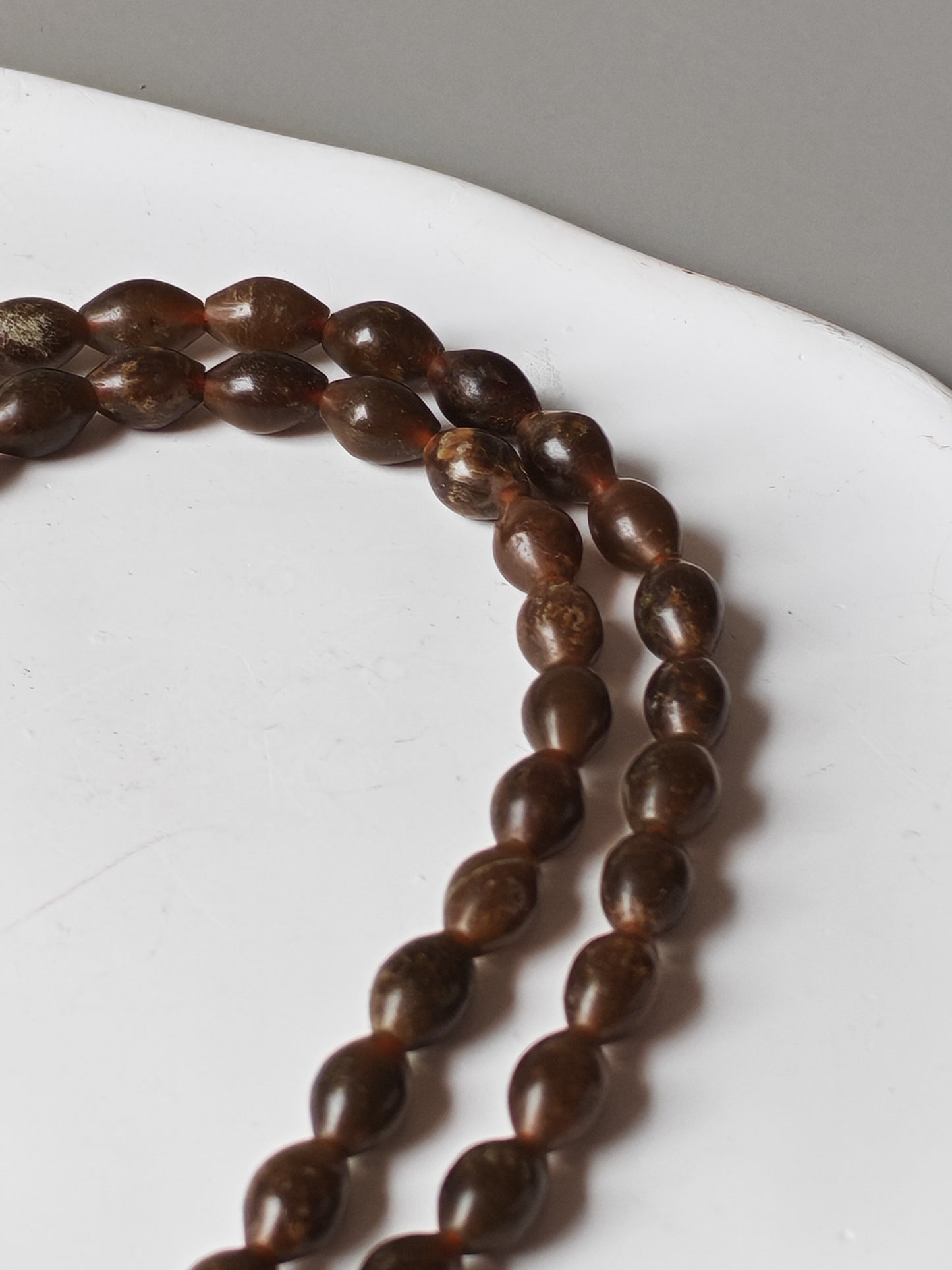 Shah Maqsood Stone Tasbih | 99 Micro Olive Beads | Green & Brown