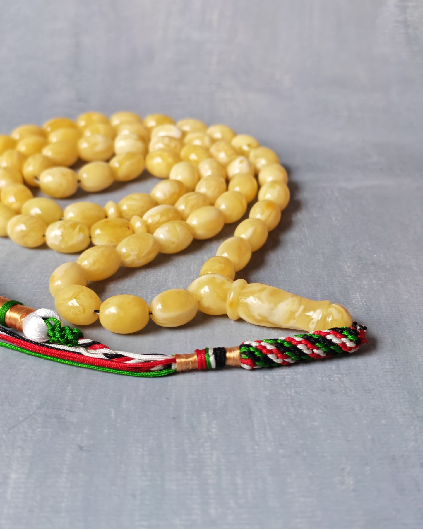 Natural Recently Crafted Amber Misbah Pigeon Egg 63 Beads