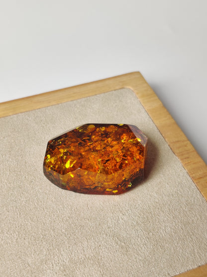 Raw Faceted Irregular Citron Amber Piece | Suitable as Cabochon or Collectible