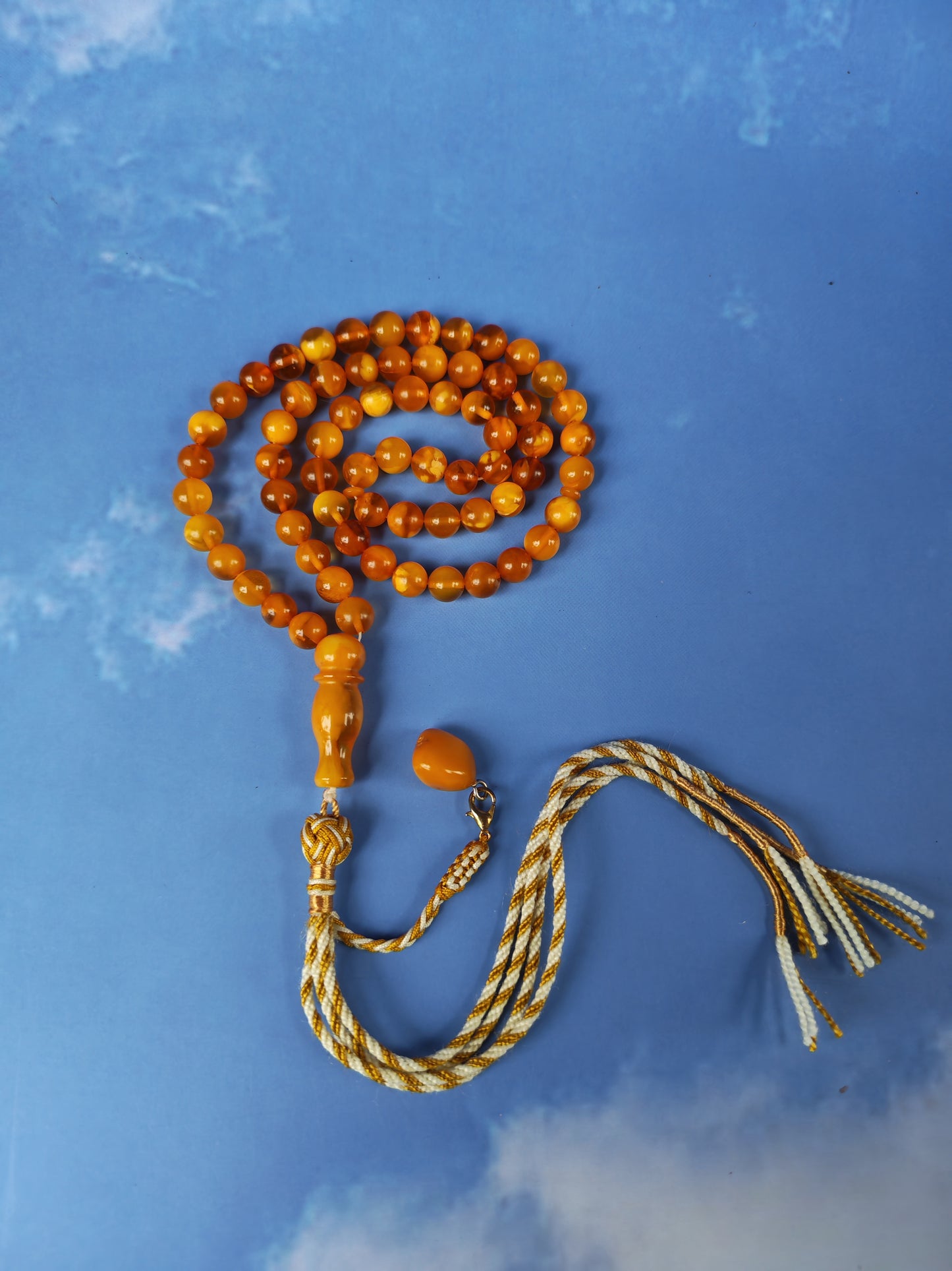 Aged Natural Baltic Amber Micro Tasbih – 66 Beads | Dark Butterscotch & Honey