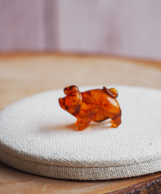 Pig Amber Figurine