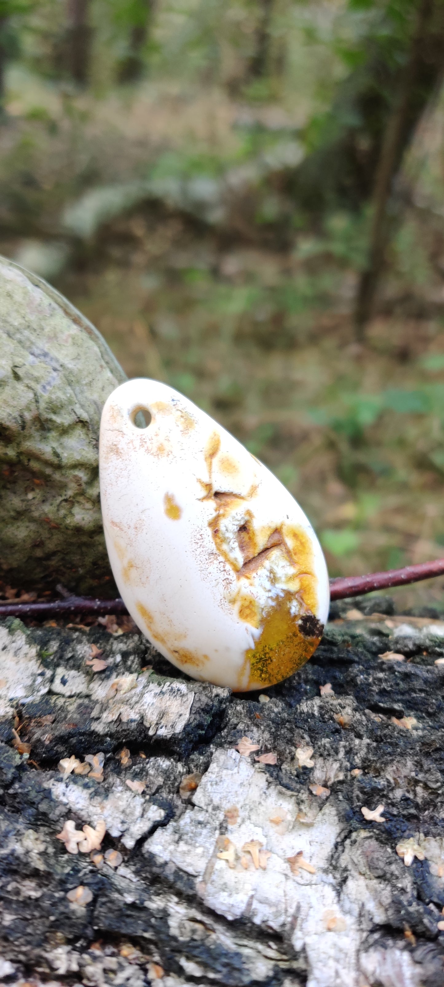 Unique Natural Raw White Amber Pendant