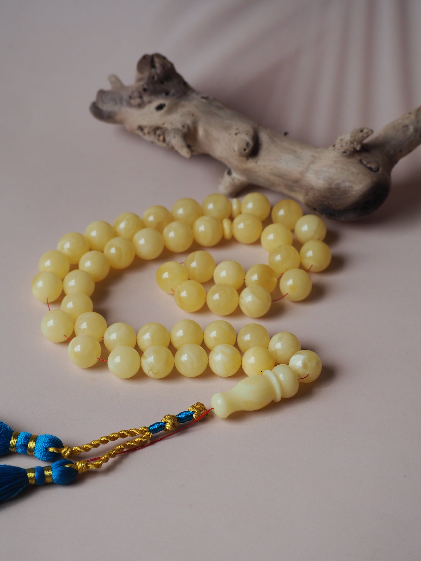 Natural Milk/ Royal White Amber Rosary Prayer Beads 13mm with Certificate