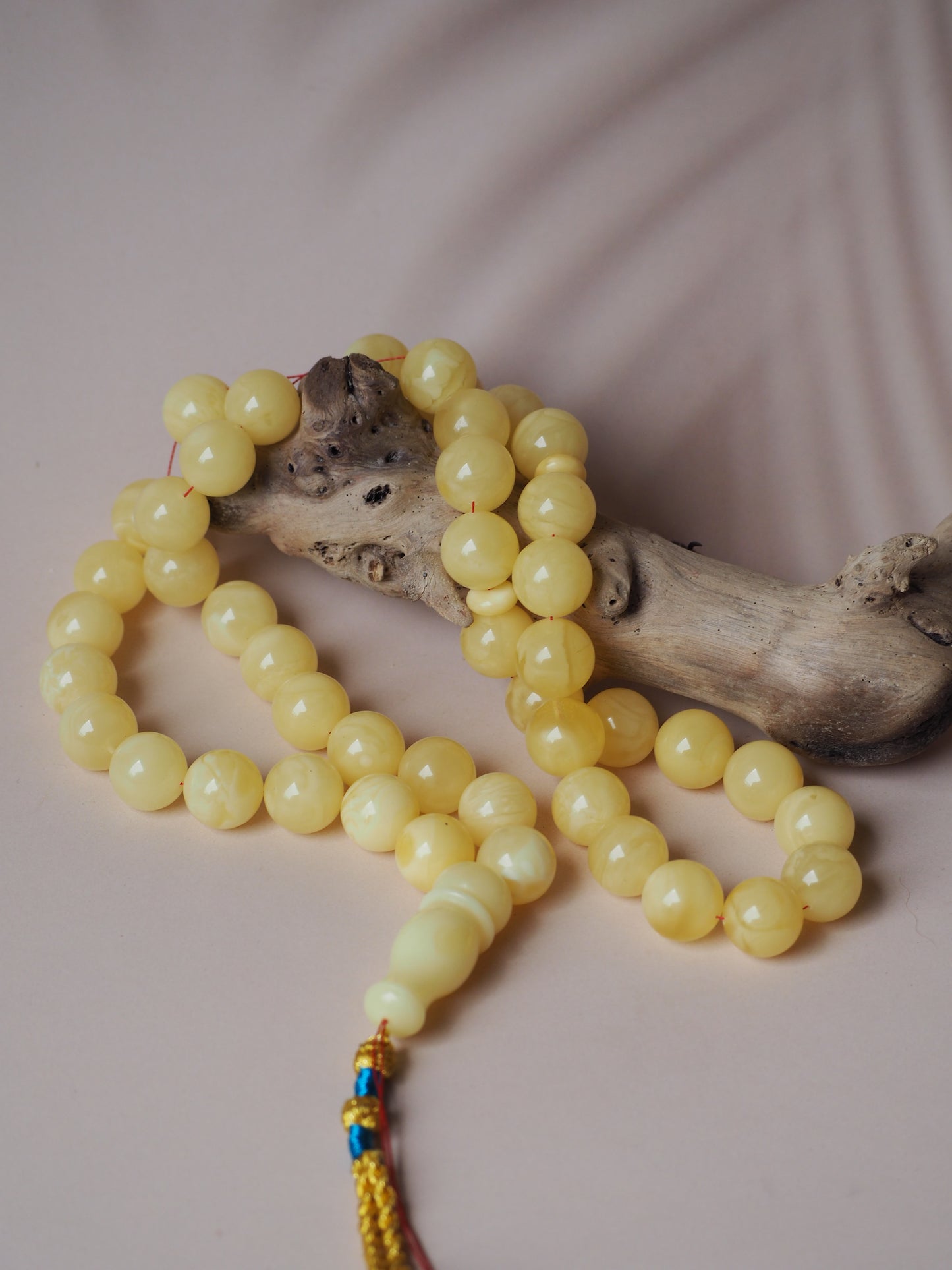 Natural Milk/ Royal White Amber Rosary Prayer Beads 13mm with Certificate