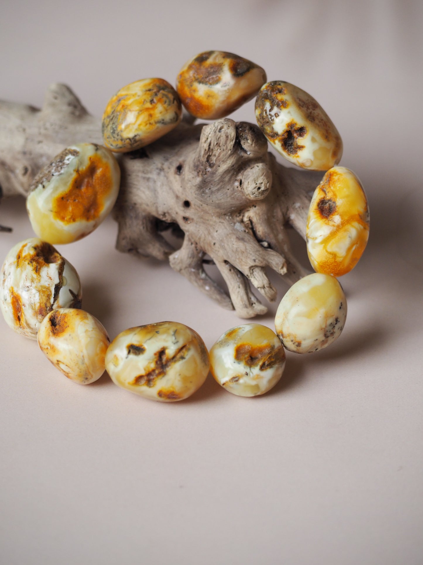 Rare Natural White Amber Irregular Bracelet