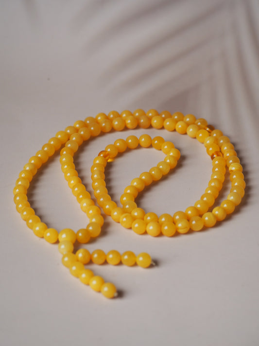 Natural Butterscotch Amber Mala 108 Prayer Beads 8mm