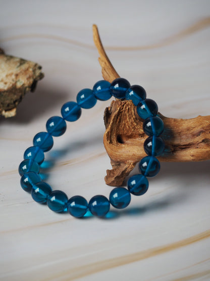 Blue Amber Beaded Bracelet 10mm