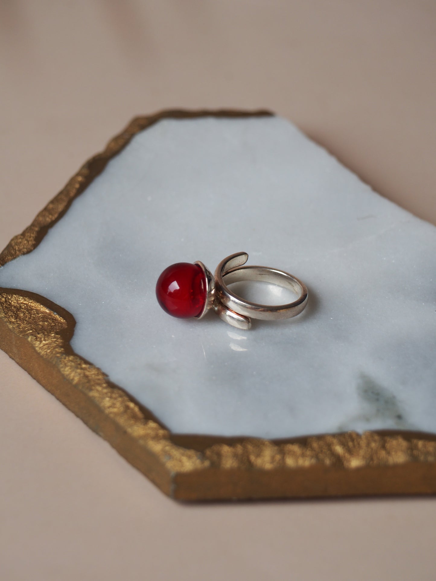 Red/ Blood Amber Adjustable Ring