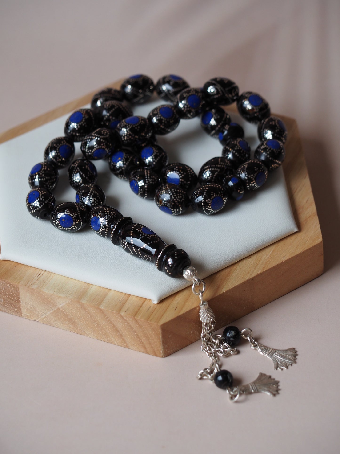 Black Coral and Lapis Lazuli Rosary