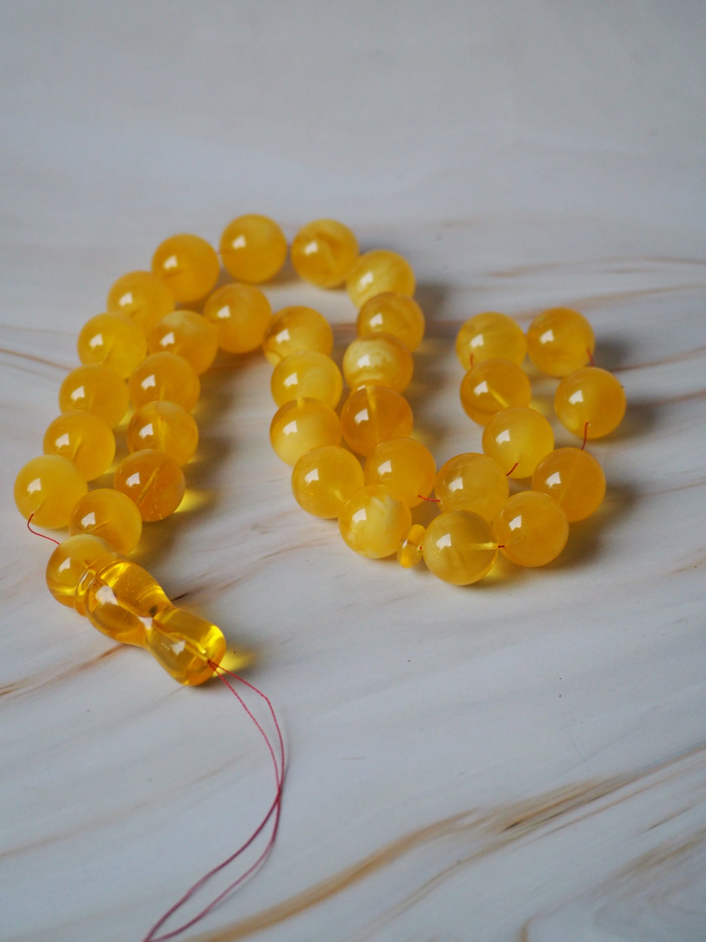 Natural Unheated Honey Amber Misbaha Prayer Beads 16,5mm + Certificate