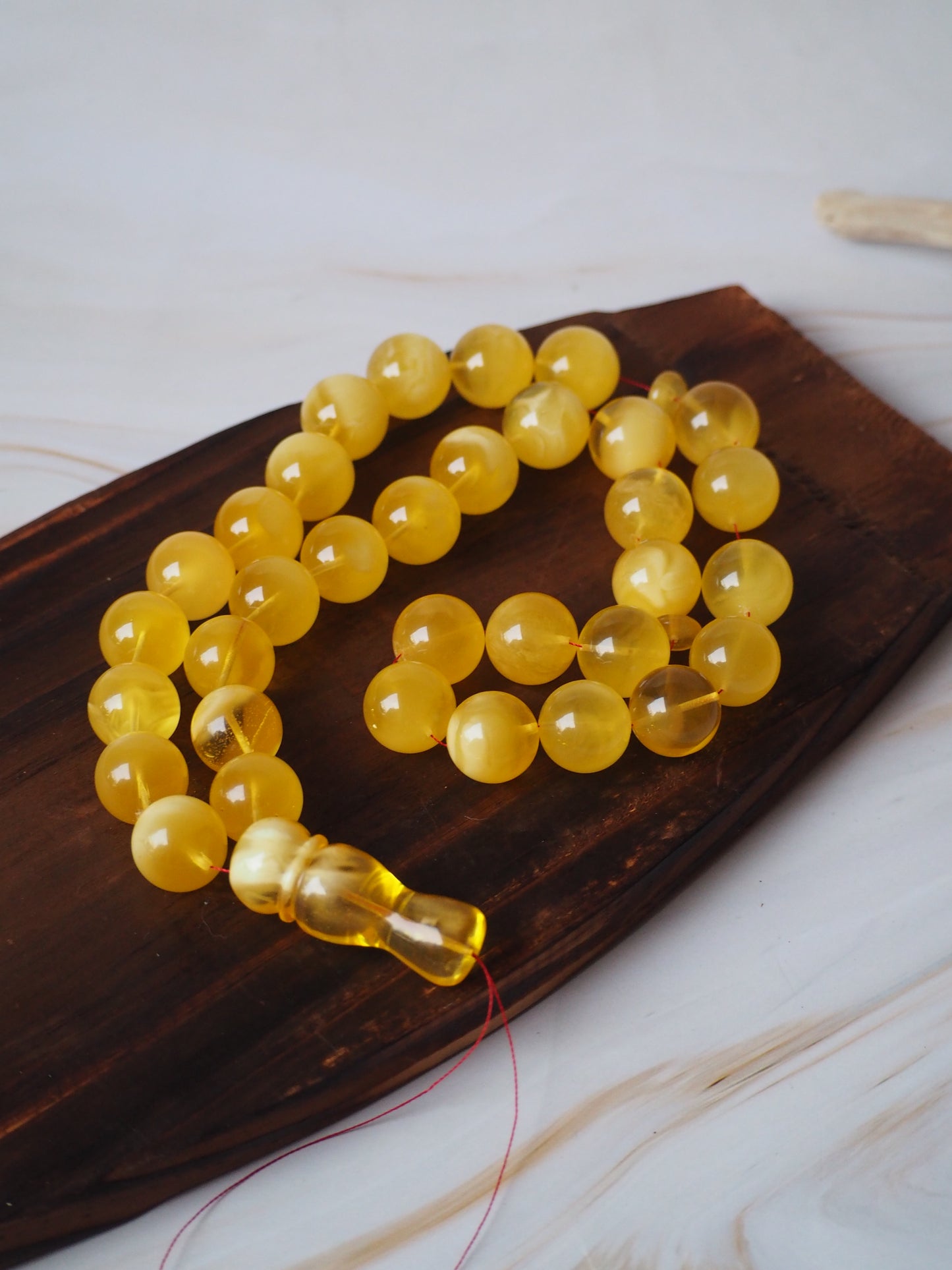 Natural Unheated Honey Amber Misbaha Prayer Beads 16,5mm + Certificate