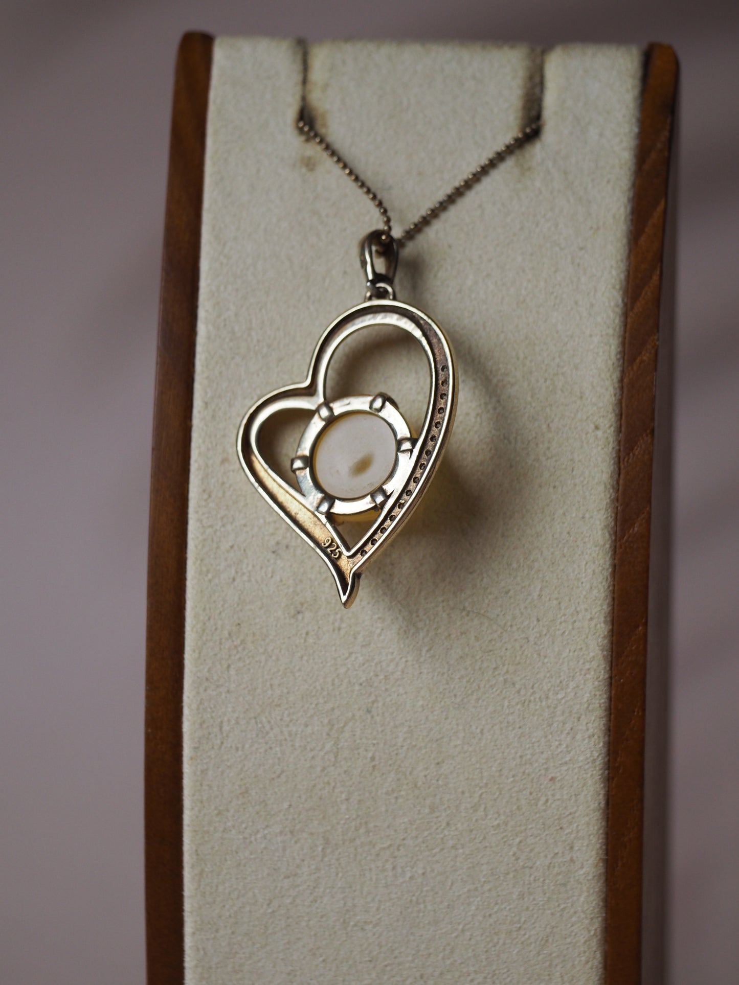 Open Heart Gold Plated Pendant with Butterscotch Amber and Rhinestones
