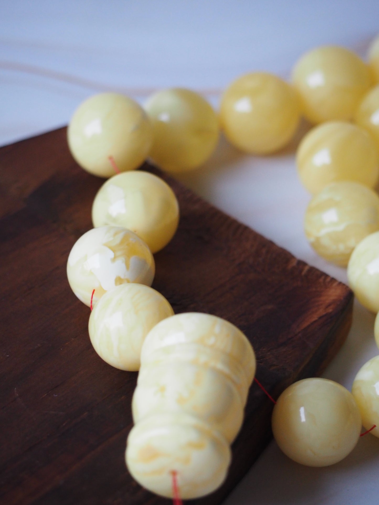 Natural Unheated Royal White/Milk Amber Misbaha Prayer Beads 18mm + Certificate