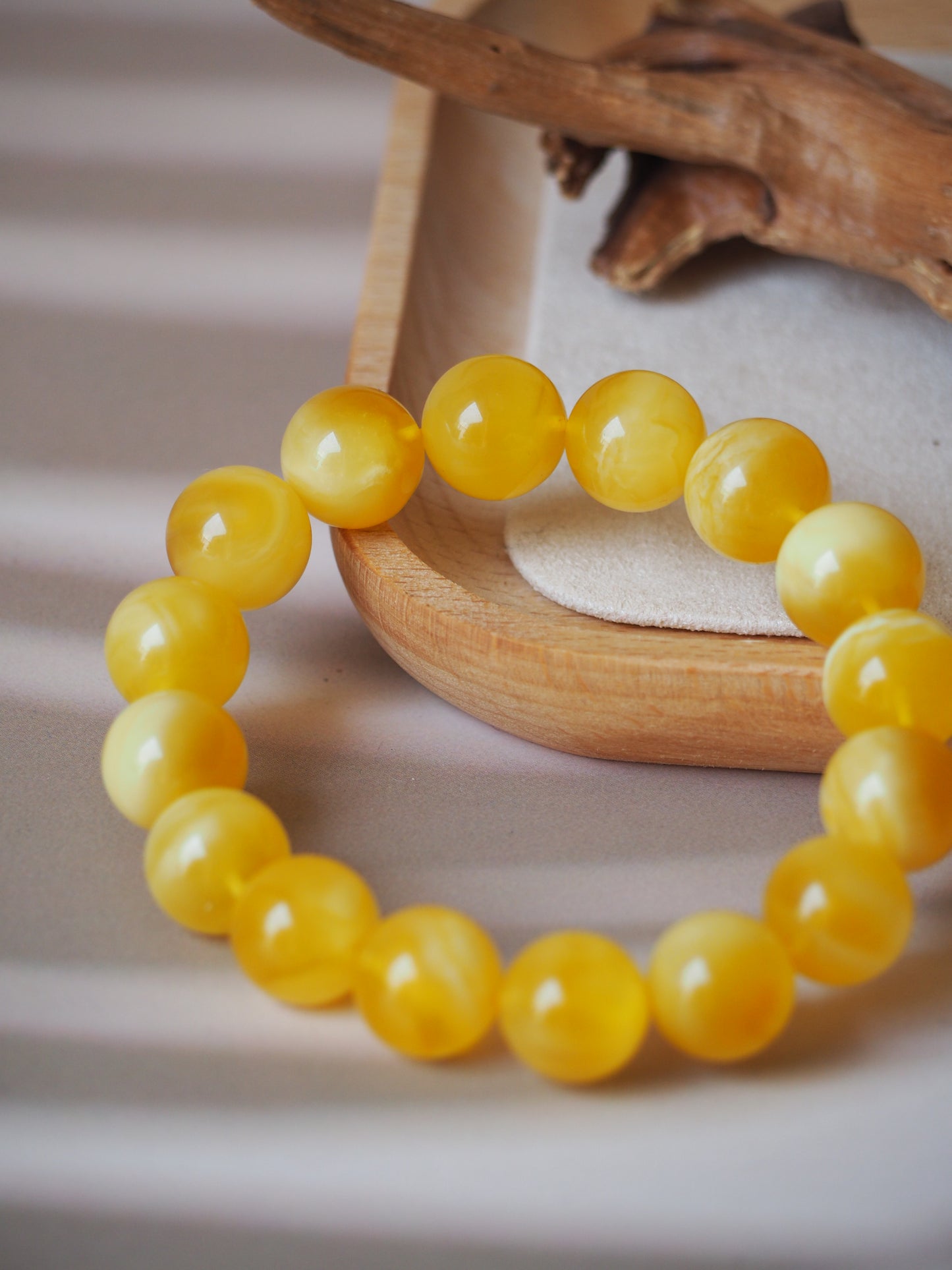 Rare Natural Cloudy/Royal White Amber Bracelet around 13mm