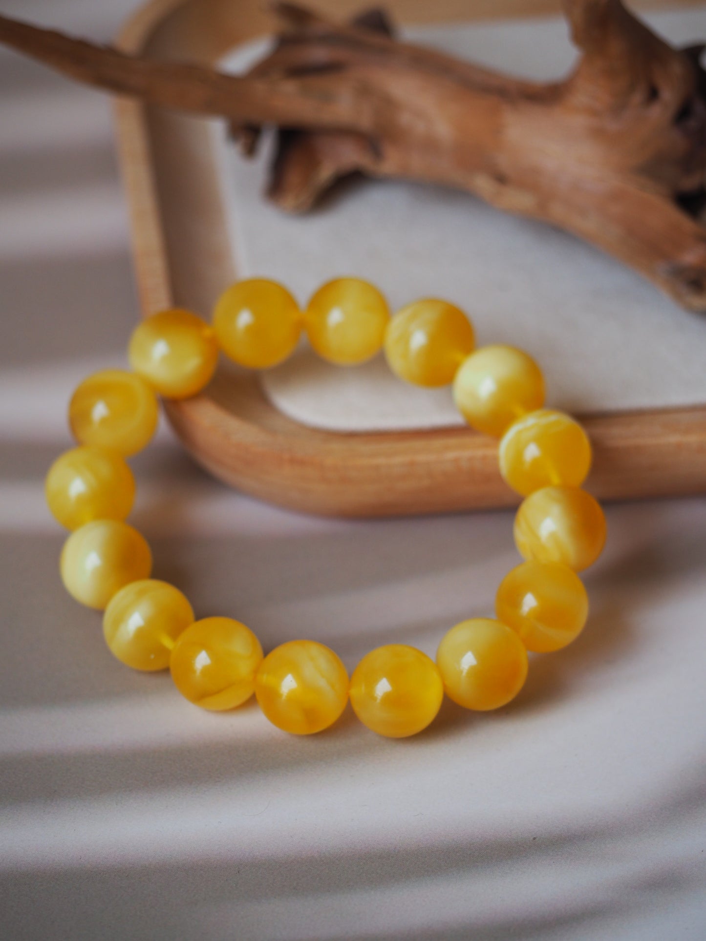 Rare Natural Cloudy/Royal White Amber Bracelet around 13mm