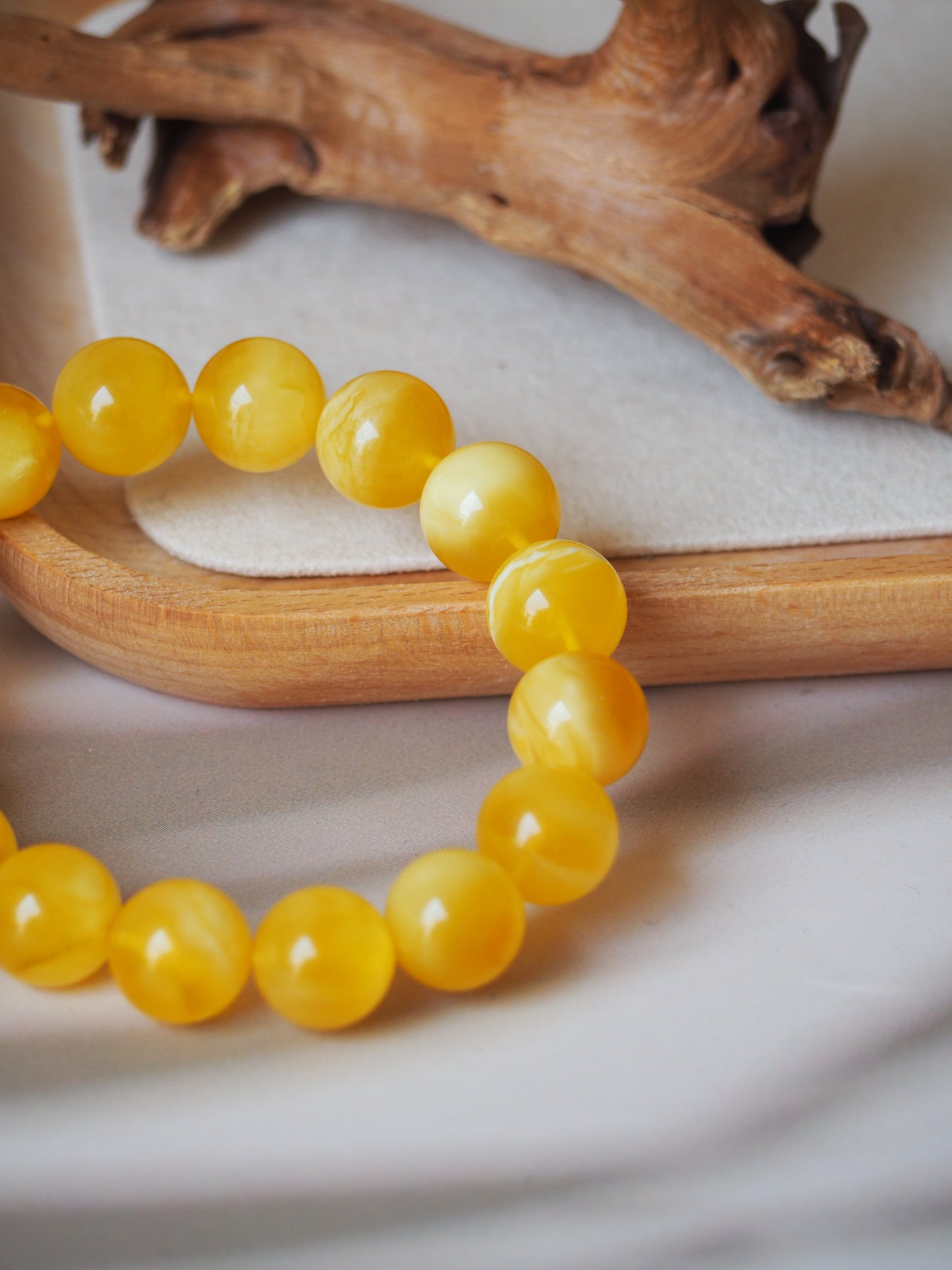 Rare Natural Cloudy/Royal White Amber Bracelet around 13mm