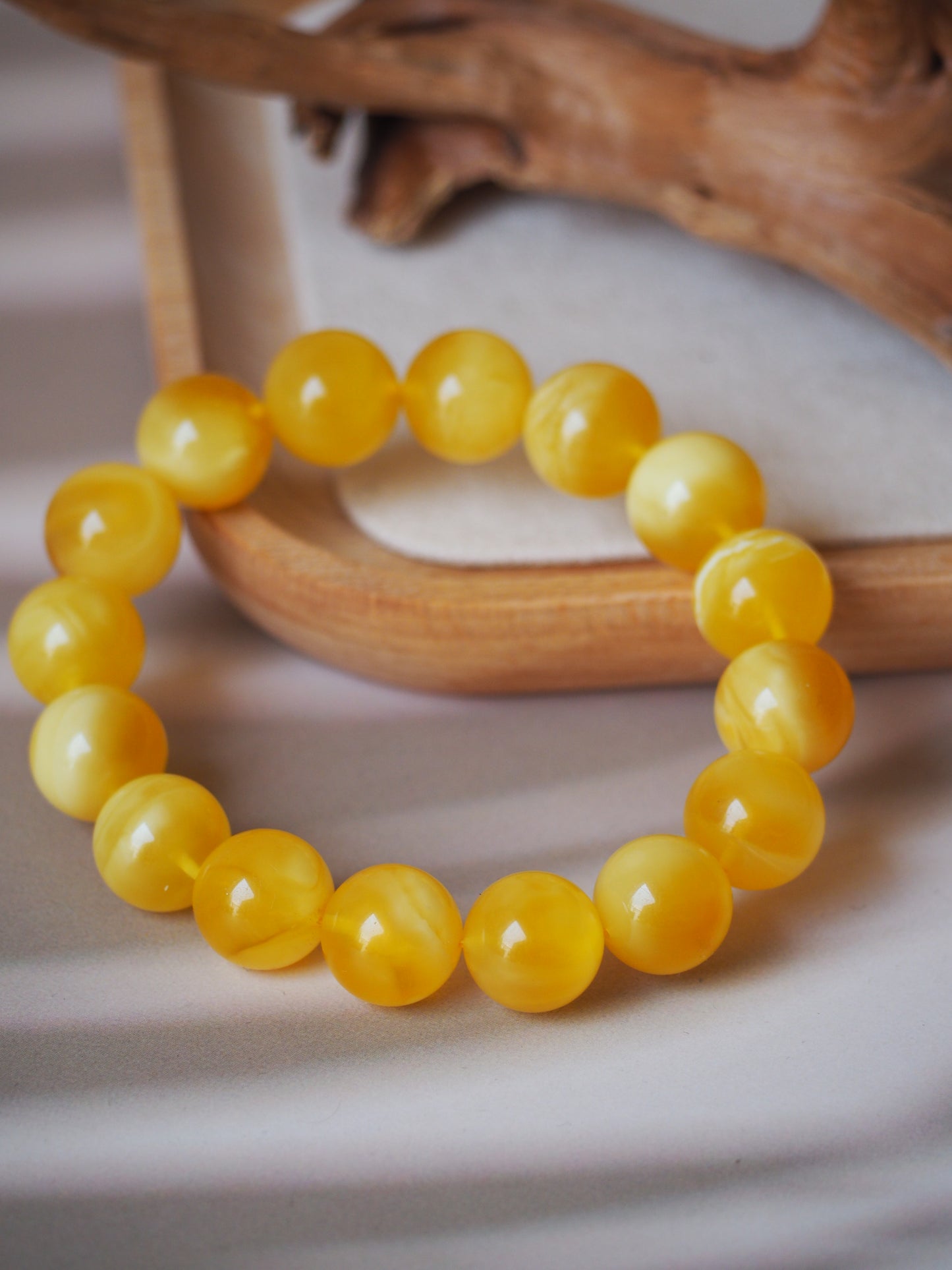 Rare Natural Cloudy/Royal White Amber Bracelet around 13mm