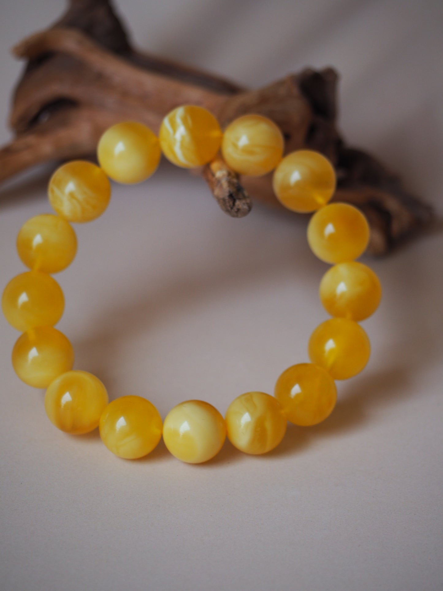 Rare Natural Cloudy/Royal White Amber Bracelet around 13mm