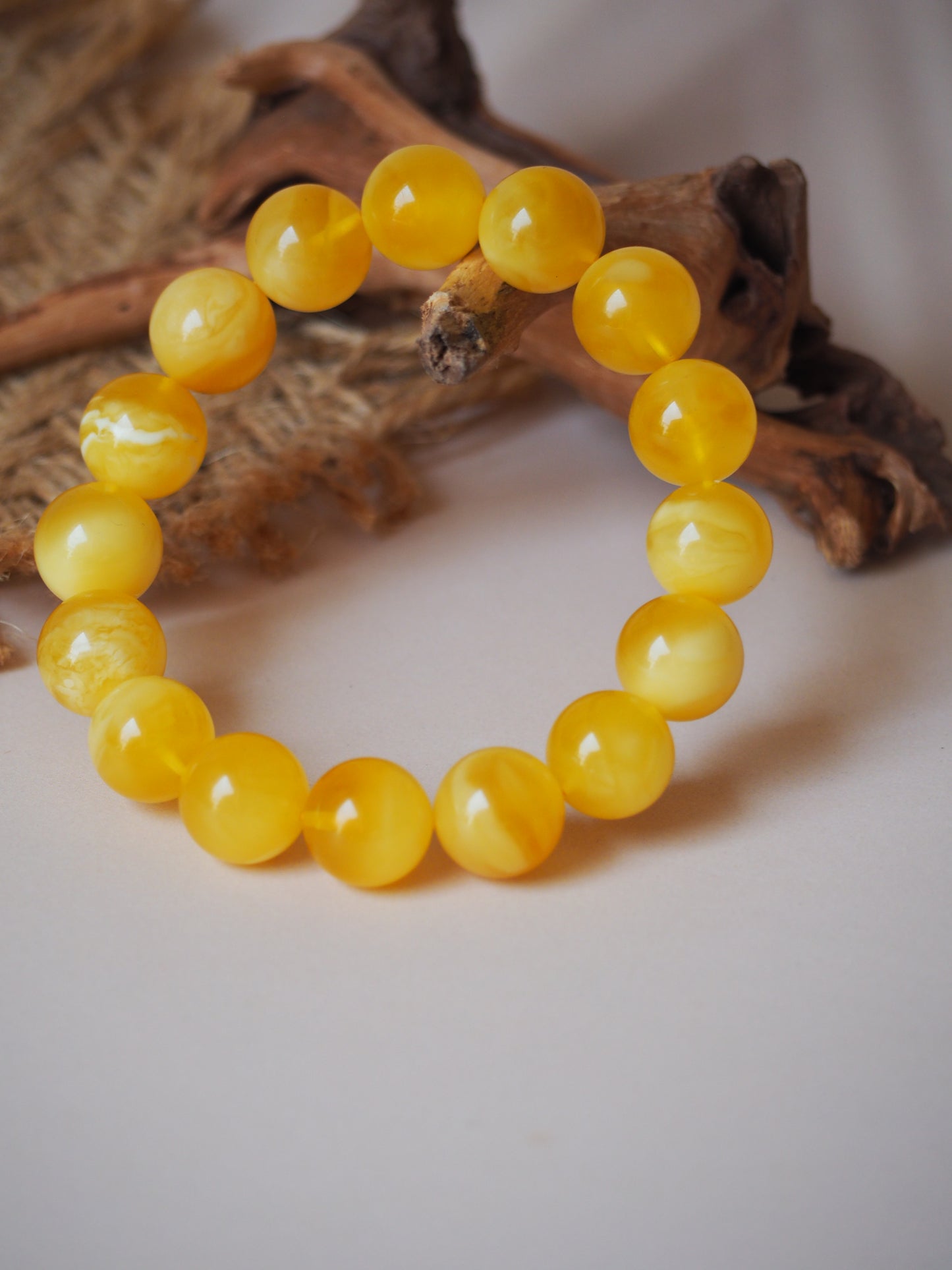 Rare Natural Cloudy/Royal White Amber Bracelet around 13mm