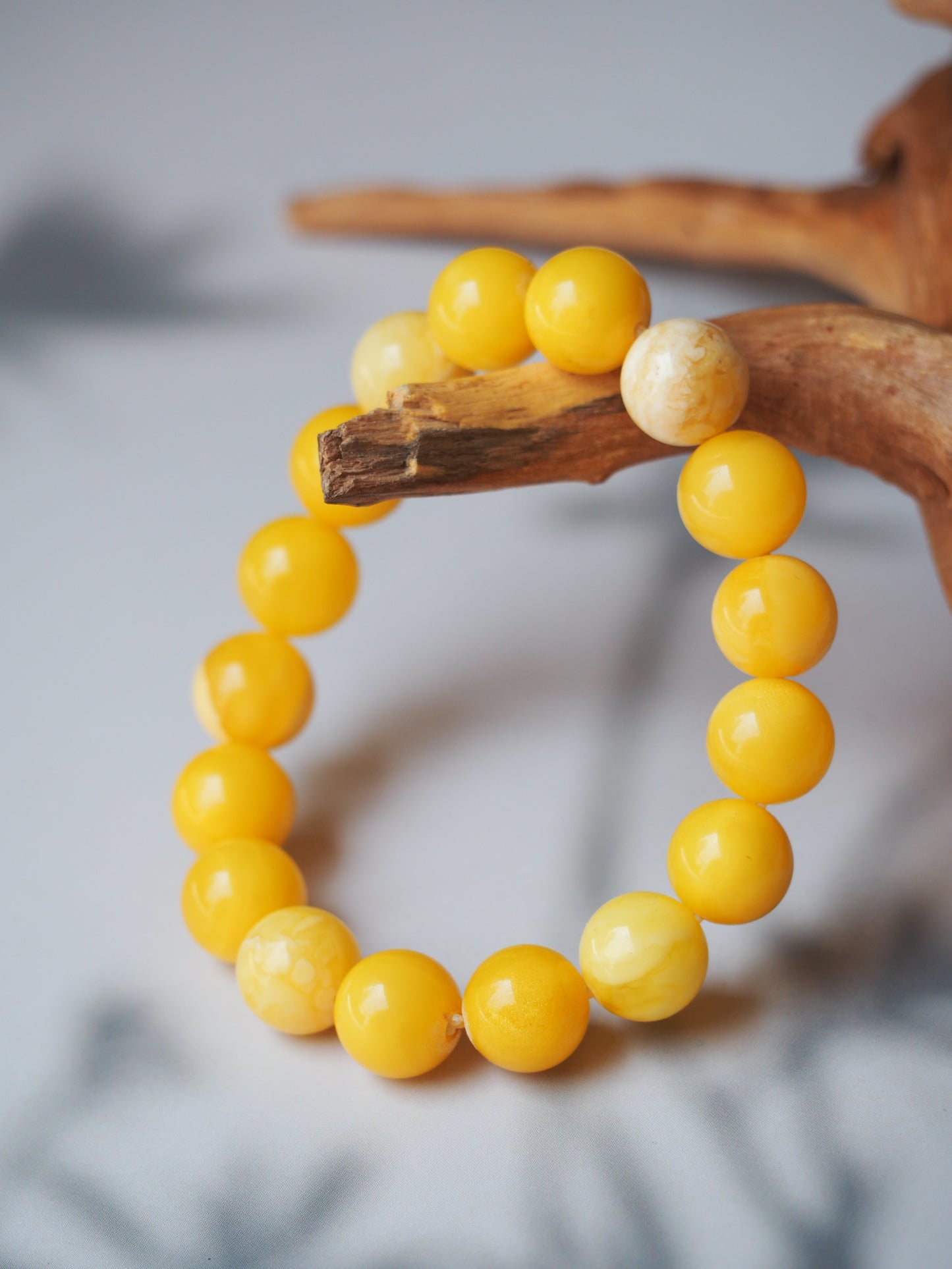 Rare Natural Cloudy/Royal White Amber Bracelet around 13mm