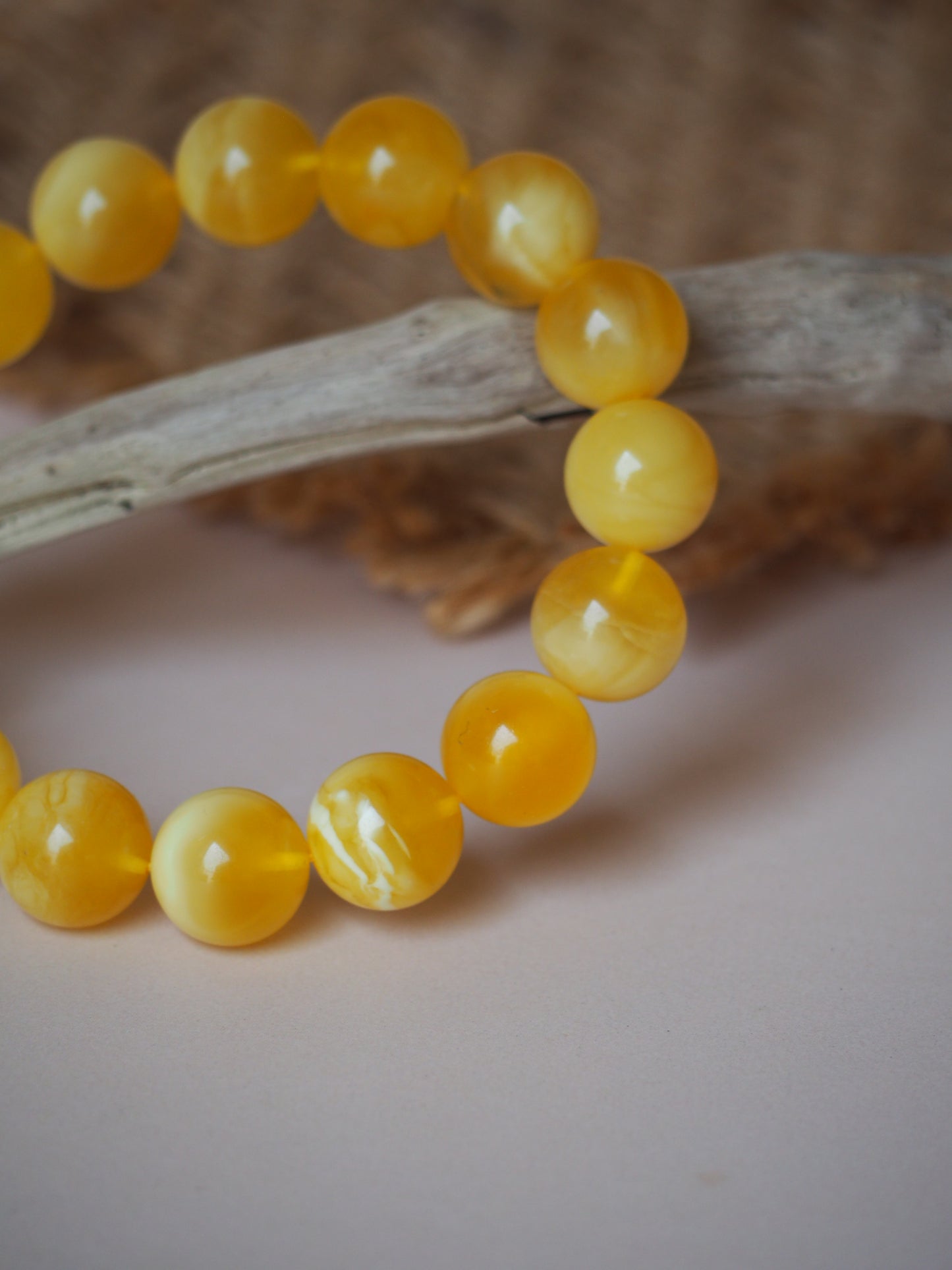 Rare Natural Cloudy/Royal White Amber Bracelet around 13mm